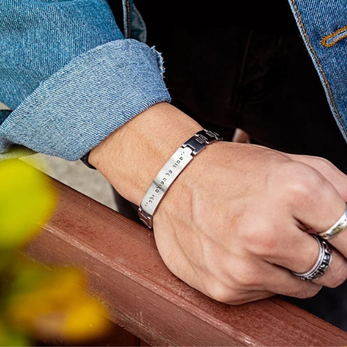 צמיד כסף לגבר עם חריטה אישית