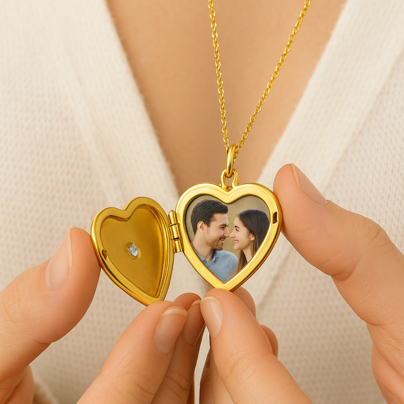 שרשרת לב לאישה עם תמונה נסתרת