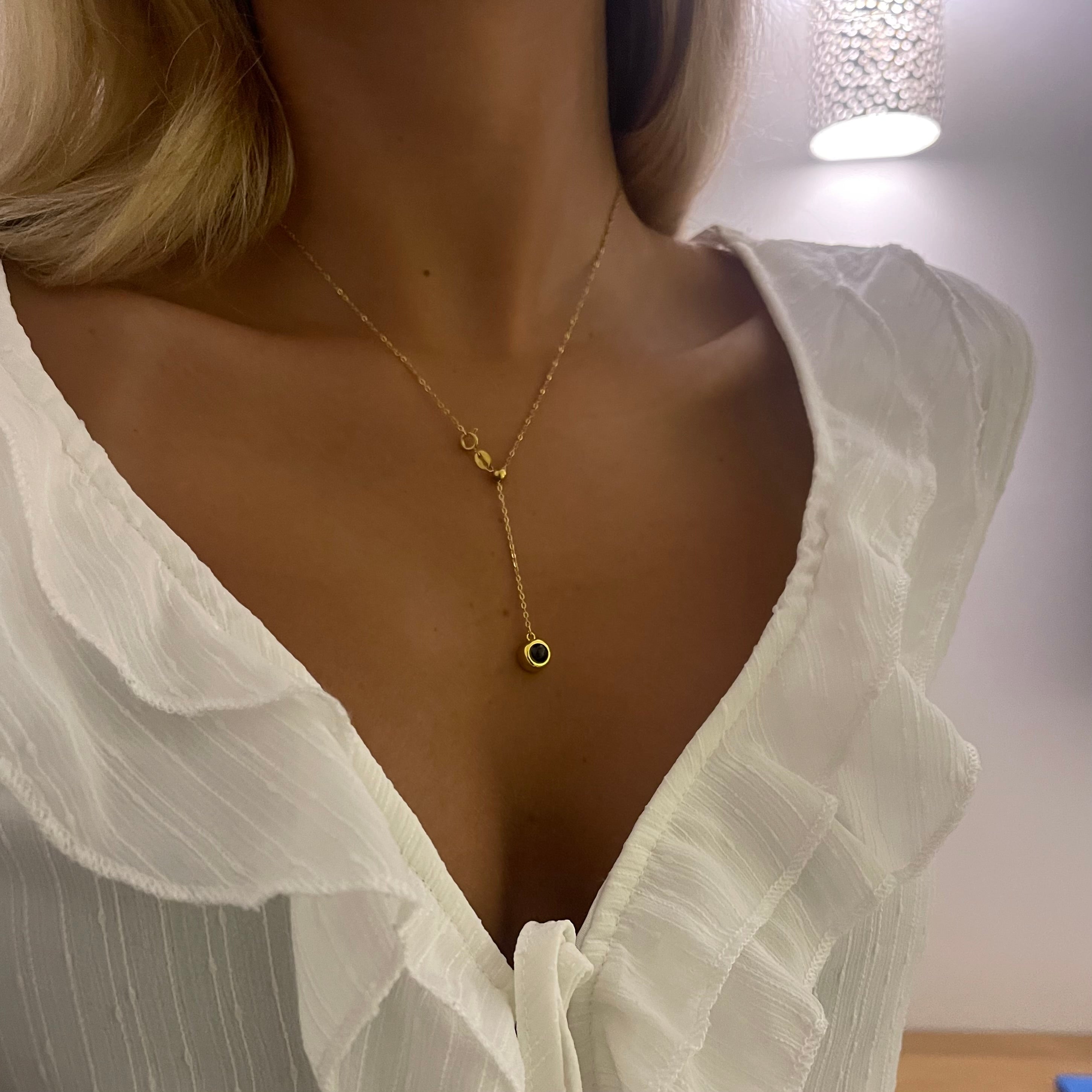 שרשרת נועה עם תמונה מוצפנת זהב מלא