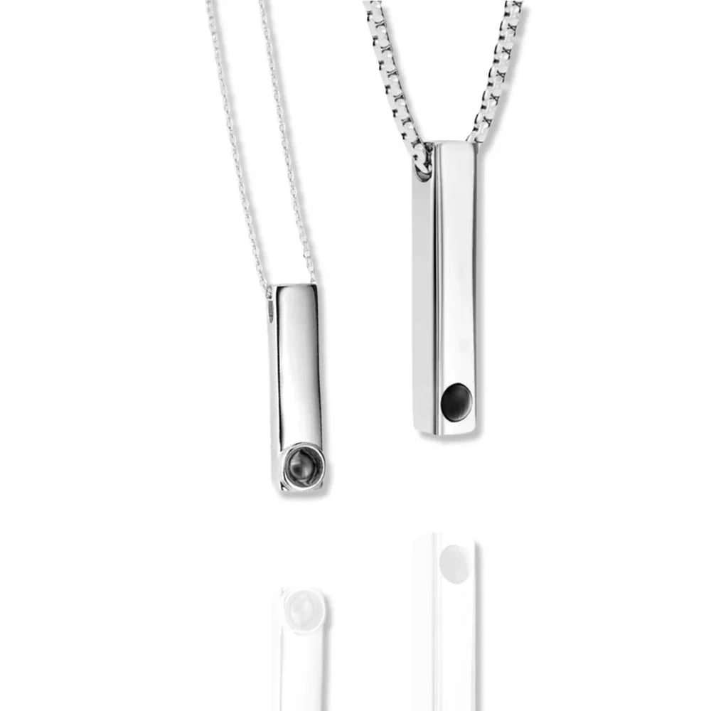 סט זוגי שרשרת מלבן עם חריטה אישית ותמונה מוצפנת