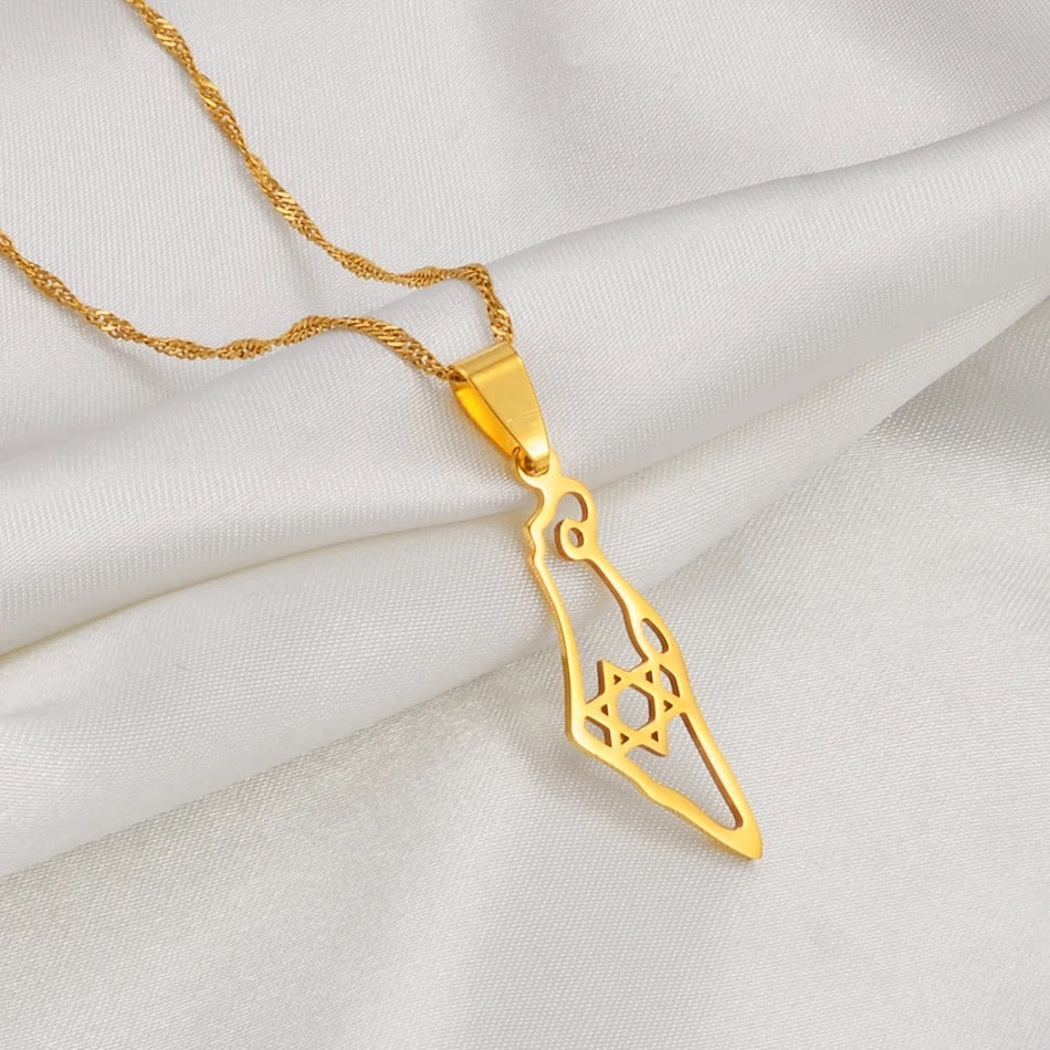 שרשרת ארץ ישראל עם מגן דוד בצירוף צ׳ארם התמונה המוצפנת