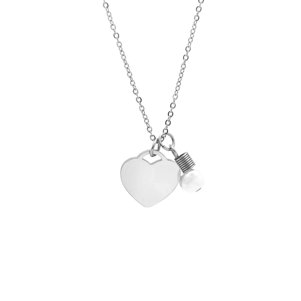 שרשרת לב עם חריטה אישית בצירוף פנינה טבעית