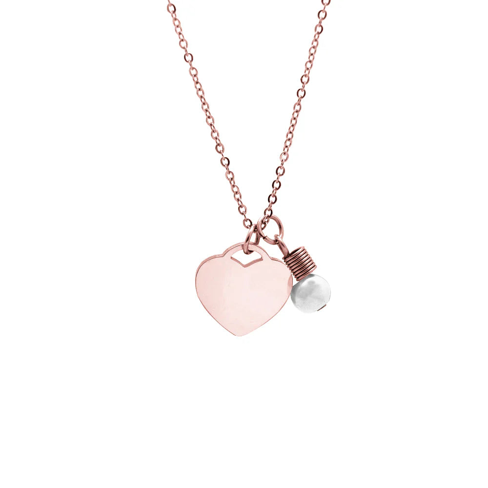 שרשרת לב עם חריטה אישית בצירוף פנינה טבעית