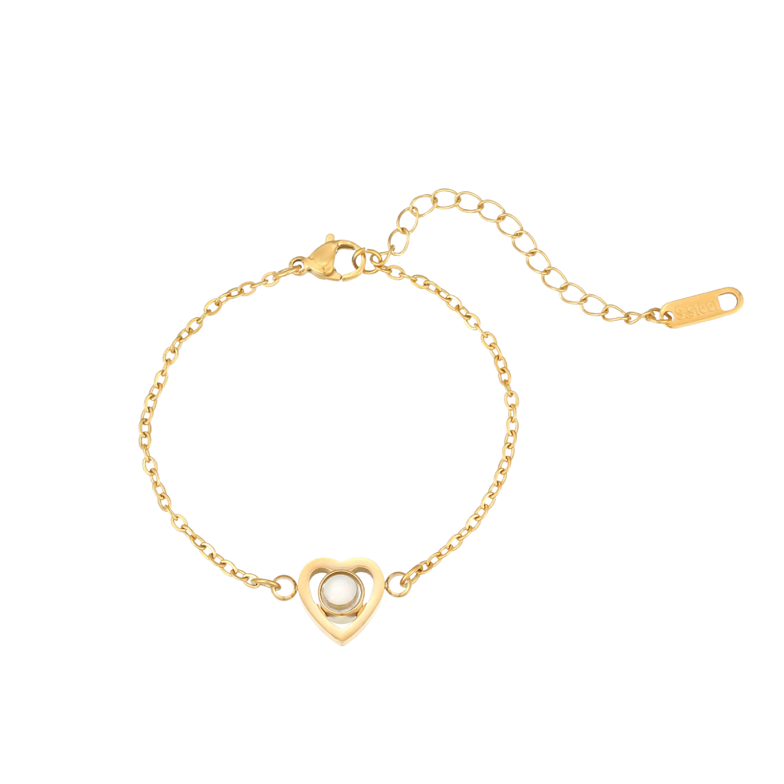 צמיד תליון לב עם תמונה מוצפנת