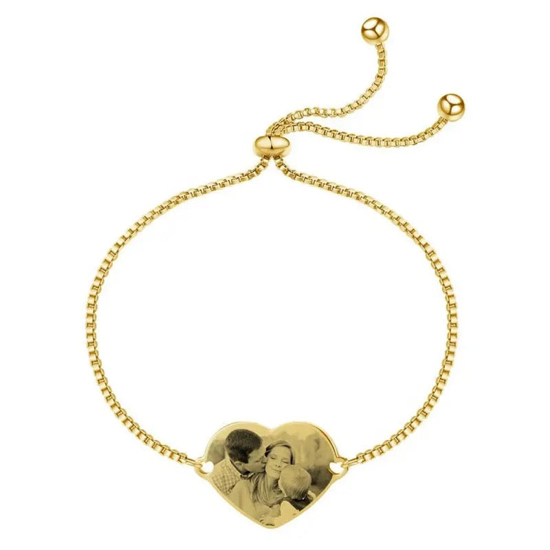 unique צמיד לב עם חריטה אישית - סוגר