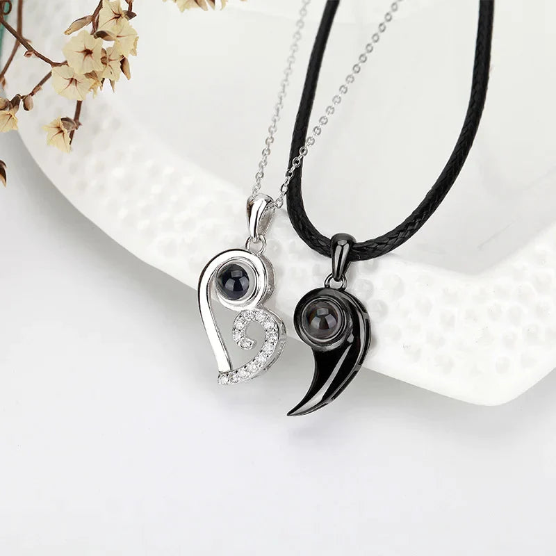 שרשרת זוגית לב עם תמונה מוצפנת