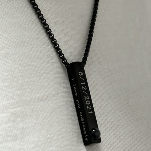 שרשרת לגבר עם תמונה מוצפנת וחריטה אישית